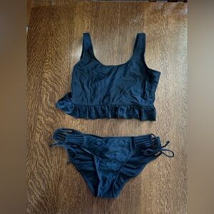 Black Ruffled Bikini Set